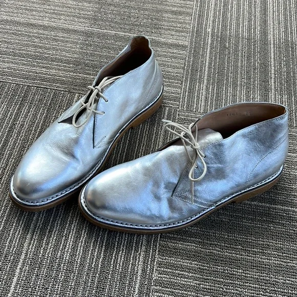 Dries Van Noten mens silver shoes Leather Trainer — Silver – La Garçonne main image 2